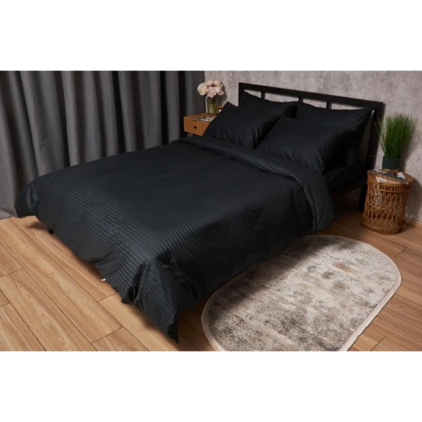Фото - Комплект постільної білизни Moon&Star Satin Stripe «Midnight Luxe» 200х220 см нав. 2х50х70 (MS-820005261)