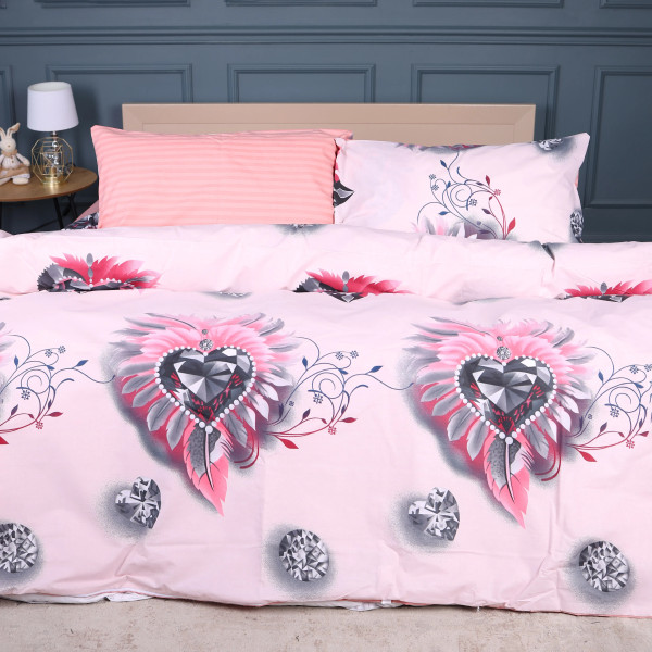 Фото - Комплект постільної білизни MirSon 175х210 см 17-0724 Diamond Hearts Ranforce Elite (2200010688597)