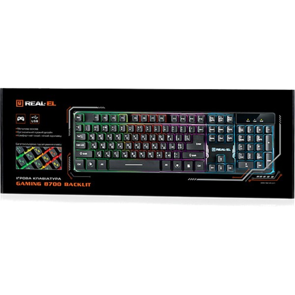 Фото - Клавиатура проводная игровая REAL-EL 8700 Gaming Backlit Black