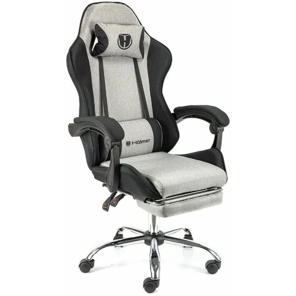 Фото - Кресло для геймеров Holmer GCH-05 Size L Fabric Gray/Black Metall+Footrest