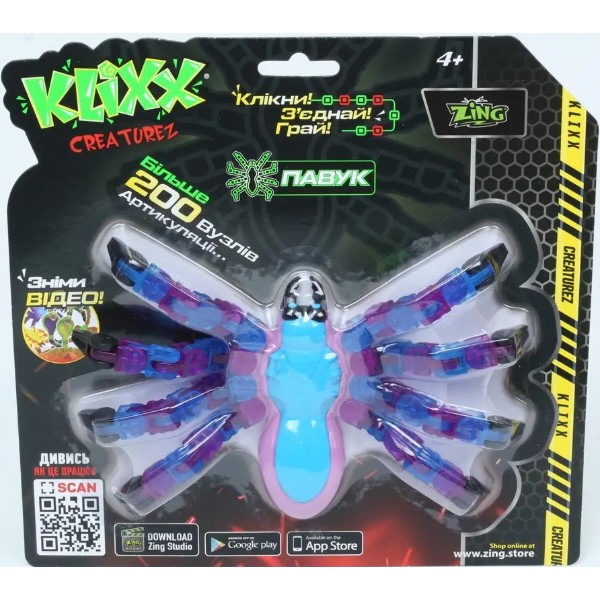 Фото - Интерактивная игрушка Zing Klixx Creaturez - Fidget Паук голубовато-синий (KX100_B)