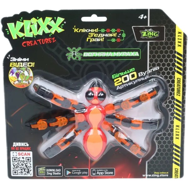 Фото - Фігурка тварини Zing Klixx Creaturez - Fidget Вогняна мураха червоно-блакитна (KX120_B)