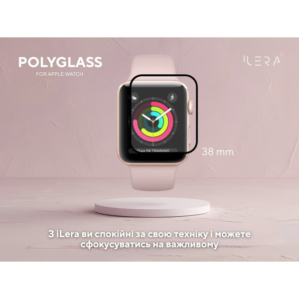 Фото - Захисне скло для смарт-годинника ILera Apple Watch PolyGlass 38 mm Black (iLAWPG06)