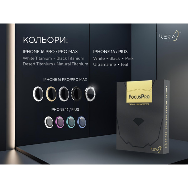Фото - Защитное стекло для смартфона ILera FocusPro Lens for camera iPhone 15 Pro / 15 Pro Max Black Titanium (iLFPGR10)