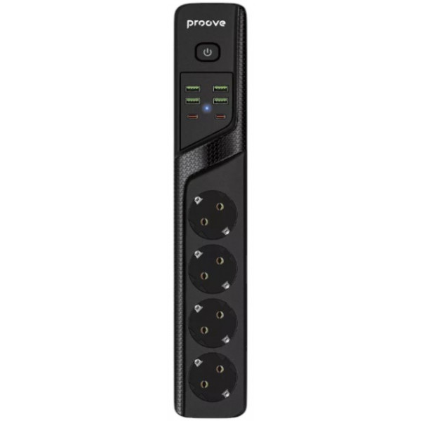 Фото - Мережевий фільтр Proove Power Strip P-04 4 р + 4 USB + 2 Type-C 2м black (PSP442420001)