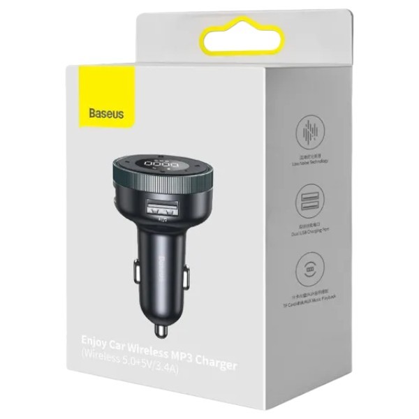 Фото - FM модулятор Baseus Wireless 5.0+5V/3.4A Black (CCLH-01)