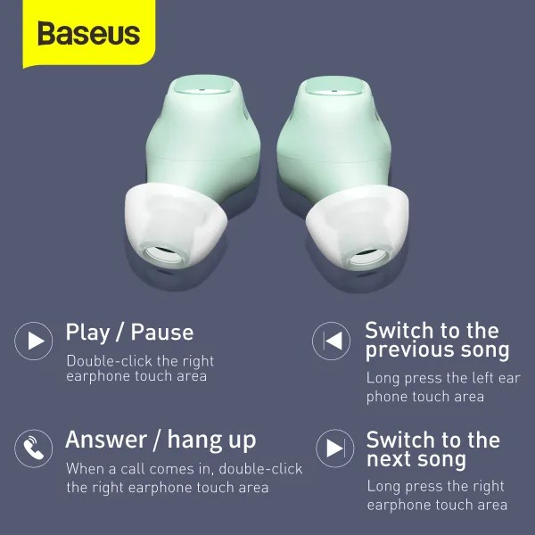Фото - Наушники вкладыши беспроводные TWS Baseus Bowie WM01 True Wireless Earphones Green (NGTW370006)