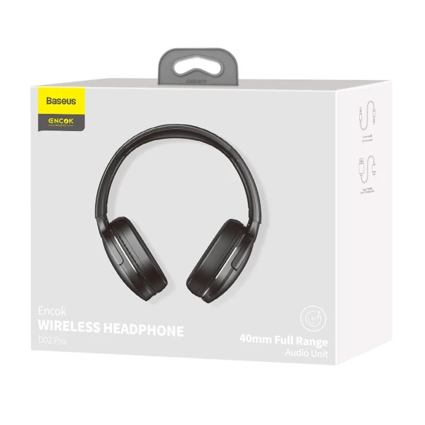 Фото - Навушники повнорозмірні бездротові Baseus Encok D02 Pro Black (NGTD010301)