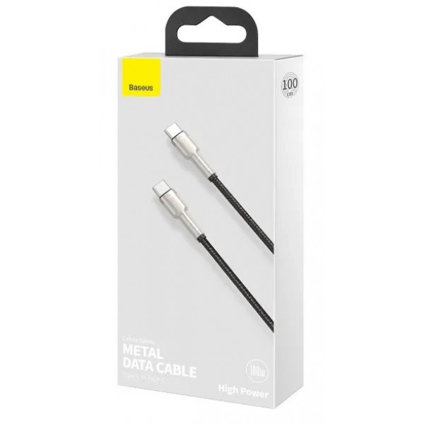 Фото - Кабель синхронізації даних Baseus Cafule Metal Type-C to Type-C 100W 1 м Black (CATJK-C01)