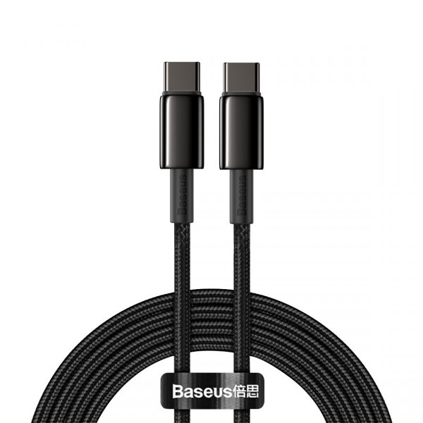 Фото - Переходник Baseus Tungsten Gold USB-C-USB-C 2m Black (CATWJ-A01)