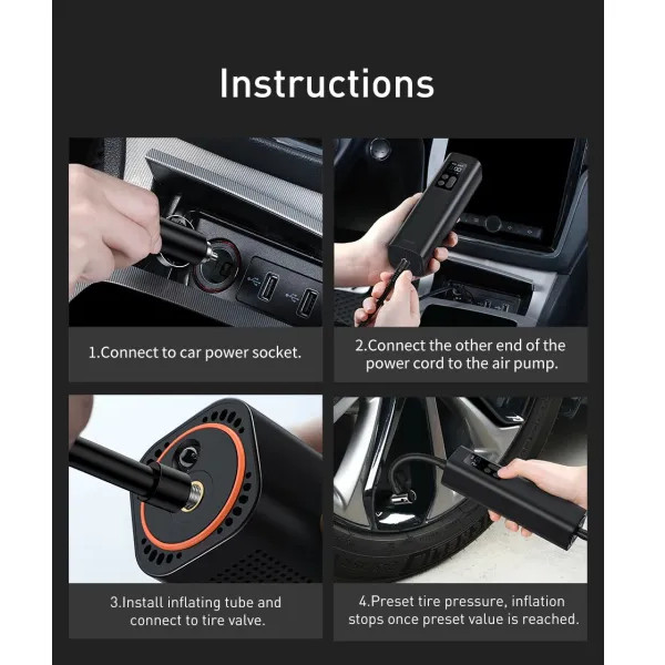 Фото - Автокомпрессор Baseus Super Mini Inflator Pump Black (CRCQ000001)