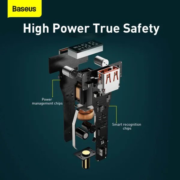 Фото - Автомобільний зарядний пристрій Baseus Superme Digital Display PPS Dual Quick Charger Car Charger Black (TZCCZX-01)