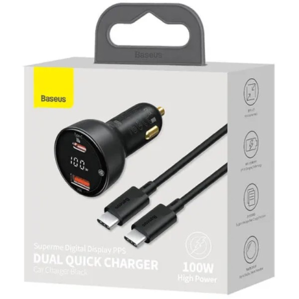 Фото - Автомобільний зарядний пристрій Baseus Superme Digital Display PPS Dual Quick Charger Car Charger Black (TZCCZX-01)
