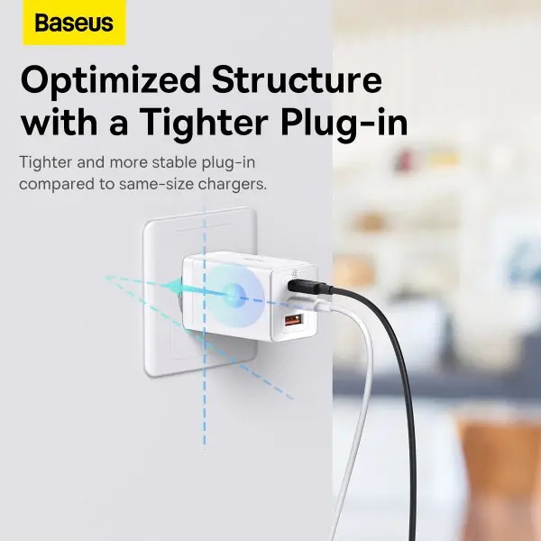 Фото - Мережевий зарядний пристрій Baseus 65W GaN5 Pro 2C+U White (CCGP120202)