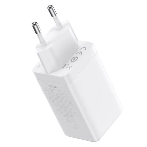 Фото - Мережевий зарядний пристрій Baseus 65W GaN5 Pro 2C+U White (CCGP120202)