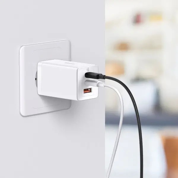 Фото - Мережевий зарядний пристрій Baseus 65W GaN5 Pro 2C+U White (CCGP120202)