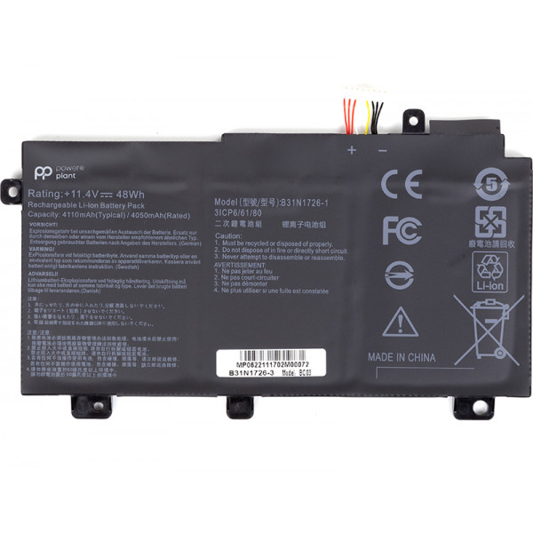 Фото - Акумулятор для ноутбука PowerPlant ASUS TUF Gaming FX504GD (B31N1726) 11.4V 3900mAh (NB431151)
