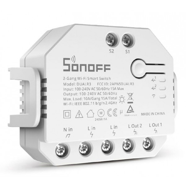 Фото - Релейний вимикач Sonoff Wi-Fi із подвійним реле та вимірюванням потужності (DUALR3)