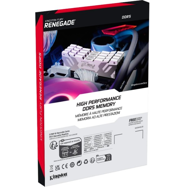 Фото - Пам'ять DDR Kingston Fury Renegade White DDR5 32GB/6400 (KF564C32RW-32)
