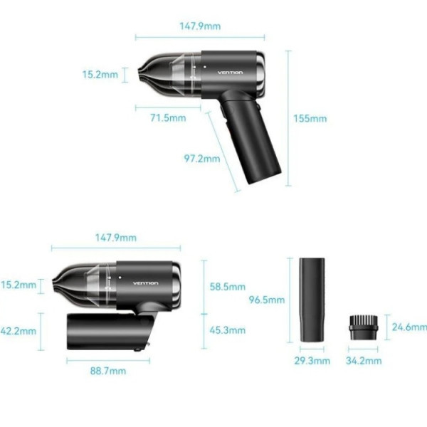 Фото - Автомобільний пилосос Vention 5000Pа 70W Li-Ion USB-C 4000мА (KRAB0)