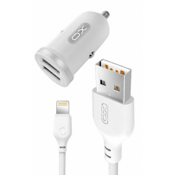 Фото - Автомобільний зарядний пристрій XO 2.1A/2 USB + lightning White (TZ08-L-WH)