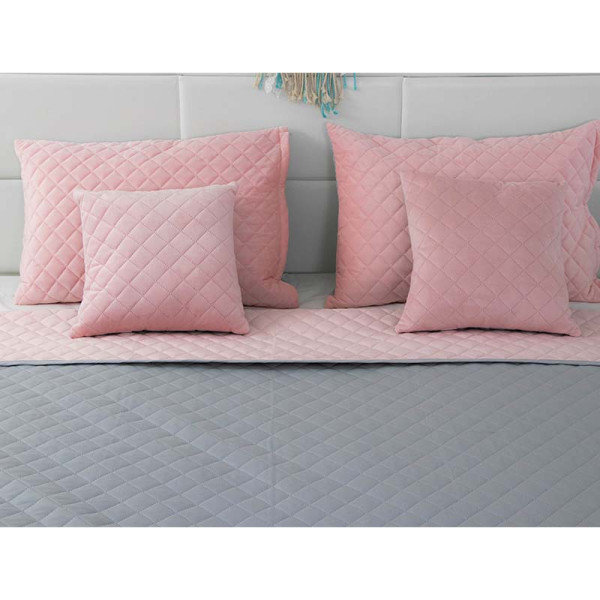 Фото - Покрывало двуспальное Руно 180х220 велюр (340.55_Pink and Grey ромб )