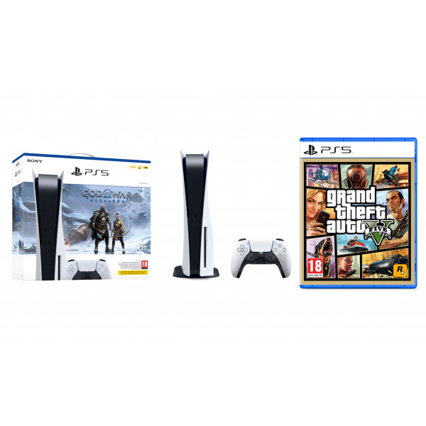 Фото - Ігрова приставка PlayStation 5 + PS5 God of War Ragnarök (код) + PS5 Grand Theft Auto V