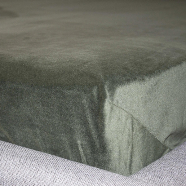 Фото - Простирадло двоспальне ТЕП VELOUR з резинкою 180х200 см Темно-зелений (2-04824_34147)