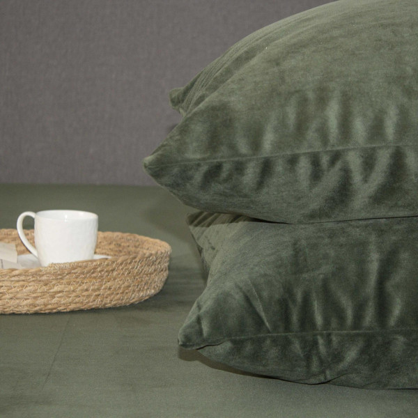 Фото - Простирадло двоспальне ТЕП VELOUR з резинкою 180х200 см Темно-зелений (2-04824_34147)