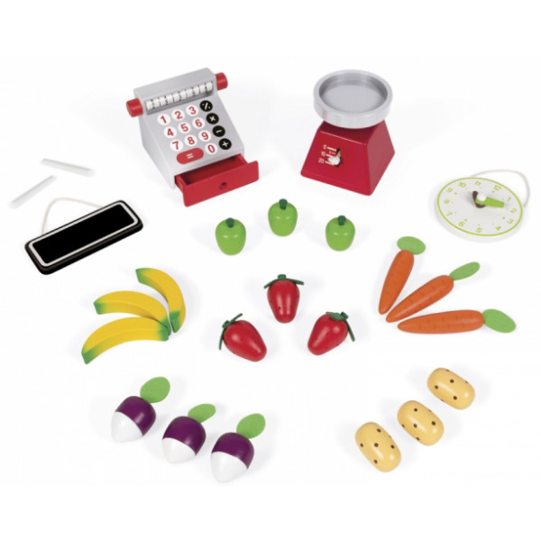 Фото - Сюжетно-ролевая игра. Магазин Janod Прилавок с овощами (J06574)