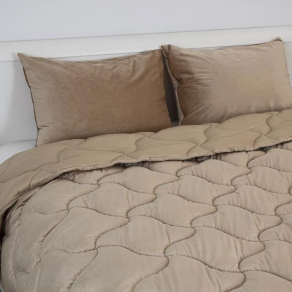 Фото - Ковдра літня двоспальна ТЕП VELOUR 180210 см Золотий беж (1-04871_34481)