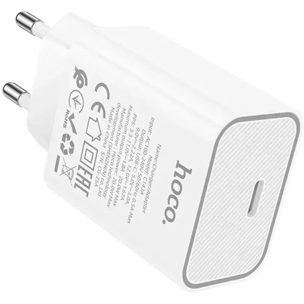 Фото - Сетевое зарядное устройство HOCO C143A (1USB-C, 3А) 20W White (6942007652063)