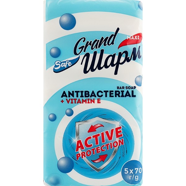 Фото - Твердое мыло Grand Шарм ANTIBACTERIAL + VITAMIN E 5x70 г (4820195508138)