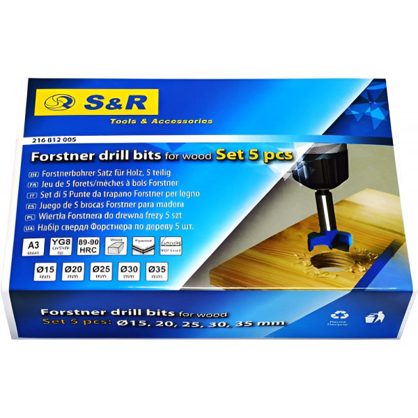 Фото - Набор сверл S&R 15, 20, 25, 30, 35 мм 5 шт. (216812005)