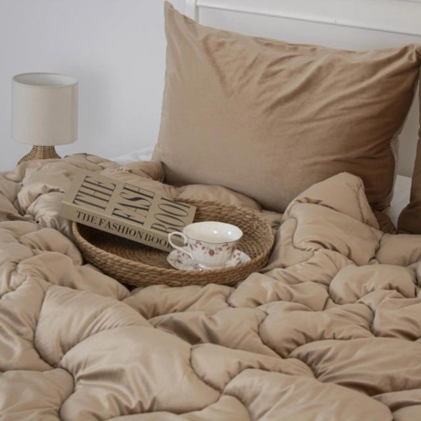 Фото - Ковдра літня двоспальна ТЕП VELOUR 180210 см Золотий беж (1-04871_34481)