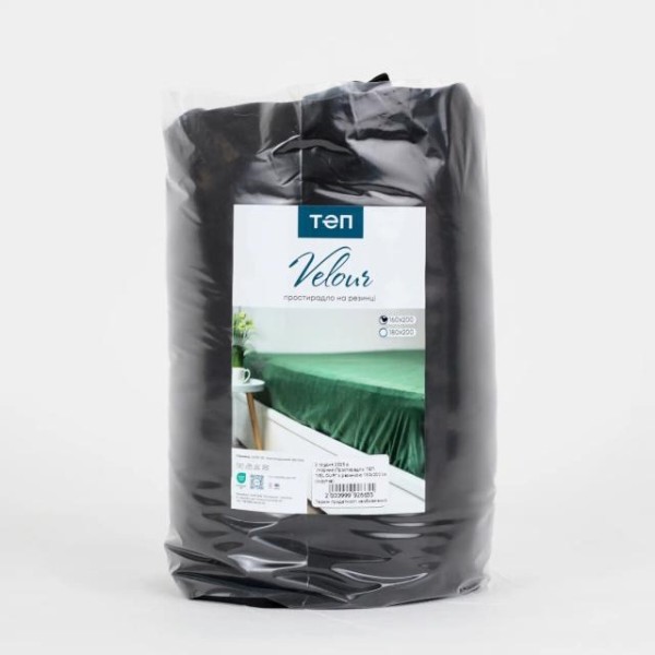 Фото - Простирадло полуторне ТЕП VELOUR з резинкою 160х200 см Чорний (2-04756_34657)