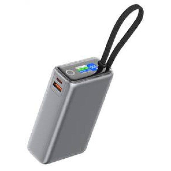 Фото - Батарея мобильная Xipin T198BLP 20000mAh PD65W Built-In USB-C Cable w.Dispay Gray