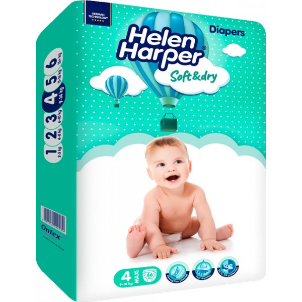 Фото - Одноразовые подгузники Helen Harper Soft&Dry 4 (9-14кг) 46шт Maxi (5411416060130)
