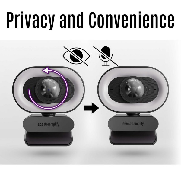 Фото - Веб-камера для комп'ютера Streamplify CAM PLUS-FHD-2M60-LIGHT Black (SPCW-CLFH221.11)
