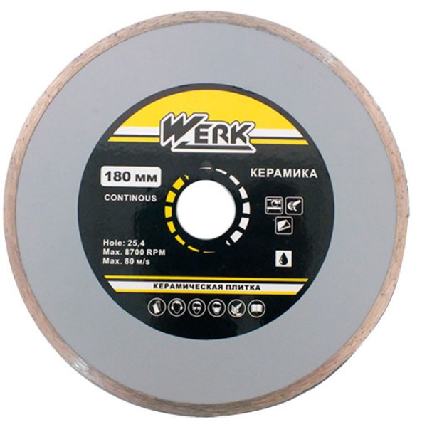 Фото - Круг відрізний по каменю Werk 1A1R 180x5x25.4 22,225 мм (WE110122/4232619)