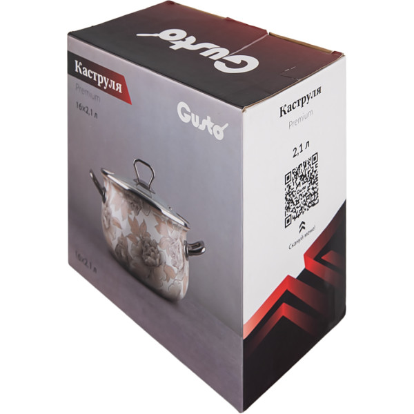 Фото - Каструля Gusto Срібні етюди Premium 16 см 2,1 л (GT-T-116-SE)