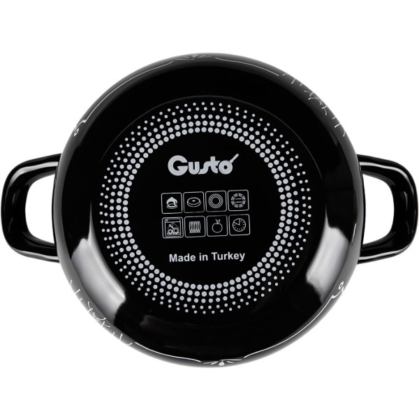 Фото - Кастрюля Gusto GT-T-124-LCB Давайте готовить черная 24 см 5.7 л