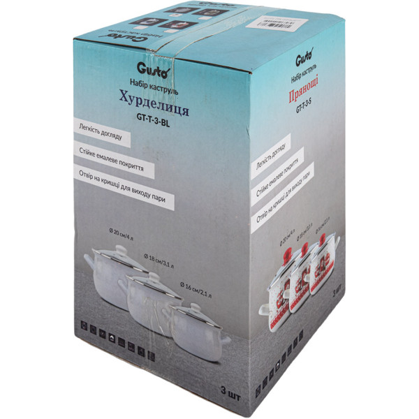 Фото - Набір посуду Gusto GT-T-3-BL Хурделиця 2,1л/3,1л/4л