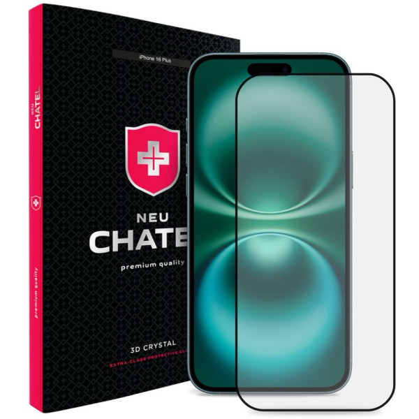 Фото - Захисне скло для смартфону NEU Chatel Corning Gorilla Glass with Mesh for iPhone 16 Plus/15 Plus Front Black (+NEU3D16+B)