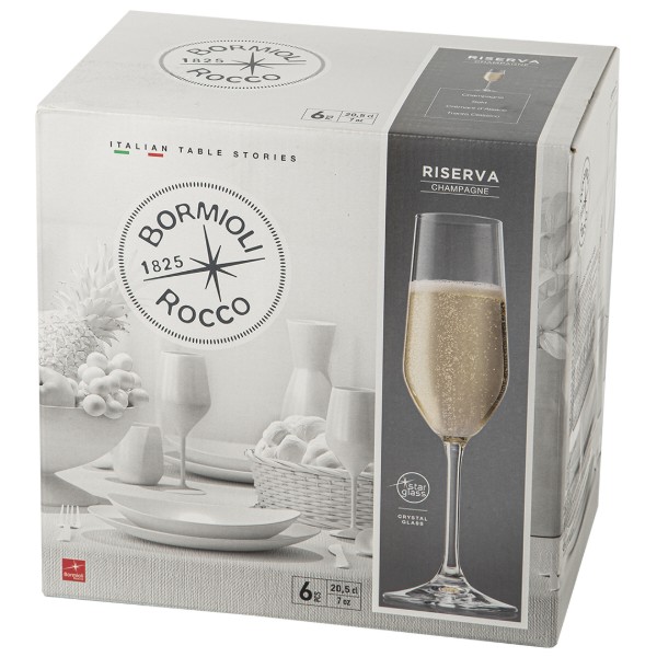 Фото - Набір келихів Bormioli Rocco Riserva Champagne 6x205 мл (126281GRC021990)