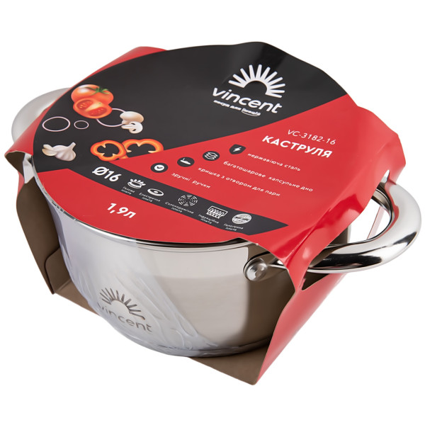 Фото - Каструля Vincent 1,9 л (VC-3182-16)