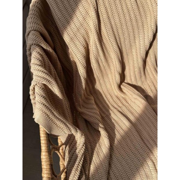 Фото - Плед евро Прованс вязаный Cotton бежевый 200х220 см (040379)
