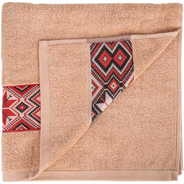 Фото - Рушник банний GM Textile махровий бежевий Єдність 70х140