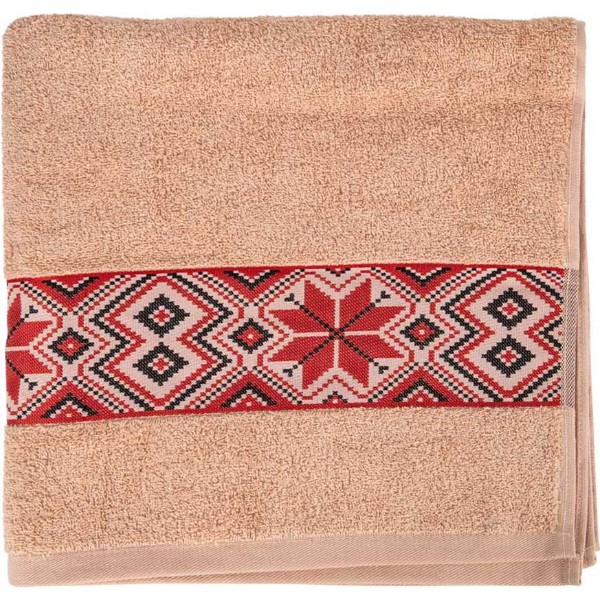 Фото - Рушник банний GM Textile махровий бежевий Єдність 70х140
