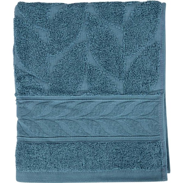 Фото - Рушник для обличчя GM Textile блакитний листочок махровий 50х90